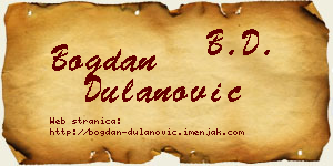 Bogdan Dulanović vizit kartica